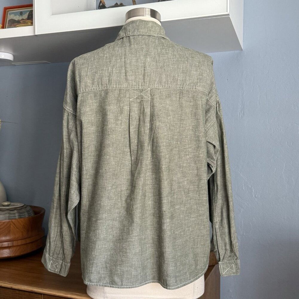 Vintage 80s 90s Esprit Sport Cargo Pockets Utility Shirt Boxy Oversized Size S - Picture 4 of 9